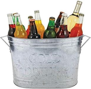 Twine Cold Drinks Ice Bucket, Galvanized Metal Drink Tub, Wine and Beer Chiller, Beverage Tub, Holds 5.35 Gallons