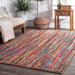 vasac Home FurnishingHandwoven Jute Round Rug, Natural Fibres, Braided Reversible Carpet jute chindi for Bedroom Living Room Dining Room jute (3x5 feet)