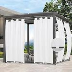 Easy-Going Outdoor Curtains Waterproof Windproof Weatherproof Curtain for Patio, Cabana, Porch, Pergola and Gazebo, Grommet Top and Tab Bottom Drape, 1 Panel, 54x84 inch, White