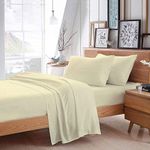 CCWB 100% Egyptian Cotton Bed Sheets 750 Thread Count Sateen Finish Luxuries Hotel Quality (Ivory, King - 4 Pieces Sheet Set)