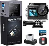 AKASO Brave 4 Pro Action Camera with 64GB microSDXC Memory Card - 131ft Waterproof Camera with Touch Screen Advanced EIS Remote Control 5X Zoom Underwater Camera