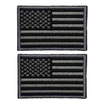 2 pieces Tactical USA Flag Patch -Black & Gray- Velcro American Flag US United States of America Military Uniform Emblem Patches