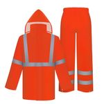 TCCFCCT Rain Suits for Men Waterproof Class 3 Reflective Rain Jacket and Pants, Rain Coat for Men with Hood, High Visibility Rain Gear for Safety Work & Outdoors, Durable, 2XL-3XL Orange WP