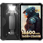 Ulefone Armor Pad 2 11 inch Rugged Tablet, 18600mAh, Camping Light, 2K FHD+ Screen, Octa Core 16GB + 256GB Android 13, 48MP Rear Camera, 4G Dual SIM IP68 Waterproof Android Tablet GPS NFC- Black