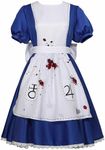 Miccostumes Women's Alice Liddell Cosplay Costume Halloween Dress with Apron Skull Pendant, Blue, Large