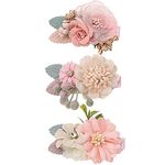 Kids Hair Clips 3Pcs Flower Bow Hair Clips Baby Girls Pink Chiffon Hair Bow Flower Girl Hair Accessories Princess Hair Accessories for Newborn Infant Toddler Girls