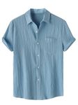 TAGDO Men's Solid Shirt with Chest Pocket Short Sleeve Shirt for Summer Outdoor Activities (Sugar-Shirt-5182-Aqua-XL)