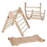BommJokker Climbing Triangle for Kids Montessori Climber Ladder Slide Toddlers Rock with ramp and arch Pikler triangle 3-in-1