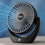 PESOMA 6 Inch Rechargeable Mini Table Fan – 2400mAh Battery High-Speed Noiseless Portable Desktop Mini Fan 3 Speed Modes, USB Charging Fan Men & Women for Home, Office, Kitchen (Black)