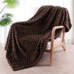 Exclusivo Mezcla Extra Large Soft Fleece Throw Blanket, 50x70 Inches 3D Clouds Stylish Jacquard Throw Blanket for Couch, Cozy Soft Lightweight for All Season, Coffee Blanket