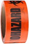 Roll Products 142-0004 PVC Film Biohazard Warning Tape with Black Imprint, Legend "Biohazard" (with Logo), 55 yd. Length x 2" Width, 3" Diameter Core Roll, for Identifying and Marking, Fluorescent Red/Orange