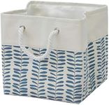 T&T Homewares, Storage Bin, Laundry Hamper, Canvas Fabric Collapsible Organizer Basket for Laundry Hamper, Toy, Kids, Pets ,Blankets, Bins, Gift Baskets (Blue Leaves)