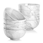 MALACASA, Series Regular, 450ml Marble Grey Porcelain Bowls/Cereal Bowls/Soup Bowls/Pasta Bowls/Dessert Bowls/Breakfast Bowls/Ice Cream Bowls/Snack&Dip Bowls (12.5 * 12.5 * 6.5CM), Set of 8