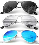NSSIW Aviator Sunglasses for Men Women, Polarized Pilot Sunglasses, Premium Sun Glasses with UV 400 Protection for Driving, Running, Traveling (3 Packs)