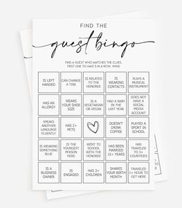 All Ewired Up 50 Find The Guest Bingo Game (50-Cards) Fun Baby Shower Game Activity, Bridal Shower, Wedding Decorations, Rehearsal Dinner, Engagement Party, Gender Neutral Boy or Girl, Minimalist