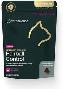 VetriScience Veterinary Strength Hairball Control for Cats - Cat Hairball & Digestion Support for Cats Skin & Coat Health Formula - Chicken Flavor - 60 Chews