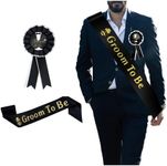 Groom Sash Badge Set,2Pcs Hen Do Accessories Includes Groom to Be Sash & Badge,Stag Do Accessories Men Bachelor Party Engagement Gifts for Bachelorette Party Accessories,Wedding Party Decorations