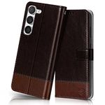 FLIPPED Vegan Leather Flip Case Back Cover for Samsung Galaxy S23 5G (Flexible, Shock Proof | Hand Stitched Leather Finish | Card Pockets Wallet & Stand | Coffee with Brown)