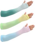 3 Pairs Arm Sleeves UPF 50 UV Protection Cooling Arm Sleeves Gradient Summer Sunblock Arm Cover for Men Women Tattoo Cover Unisex Arm Compression Sleeves for Outdoor Sports Cycling Driving Running (C)