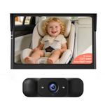 LUCKVIEW Car Baby Camera, 5" 1080P Baby Car Seat Camera for Back Seat, IR Night Vision for Family Travel, 3X Zoom with Clear View, Real-Time Monitor for Safe Driving, Easy Wired Setup (BM1)