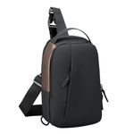 SKAIV Sling Crossbody Bag For Men Women, Mini Waterproof Backpack Shoulder Daypack Mini Anti-Theft Cross Body Chest Bags With Usb Charger Port For Casual Travel Hiking Outdoor Sports (Black & Brown)