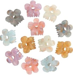Claw Hair Clips Jaw Clamps - 12PCS Small Hair Claw Jaw Clamp for Thin Hair Styling Accessories Classic Hair Clamp for Women Girls (Sequins(Flower))
