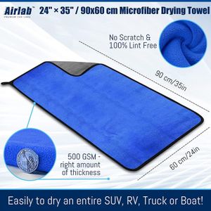 Airlab XXL Microfibre Car Cleaning Cloths 2-Pack – 90x60cm, 500GSM, Dual-Sided, Lint-Free