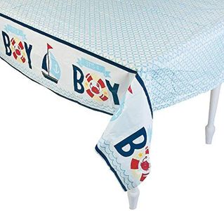 Oriental Trading Nautical Boy Baby Shower Plastic Tablecloth