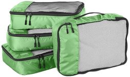 Amazon Basics 4 Piece Packing Travel Organizer Cubes Set - Medium, Green