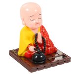 FAVOMOTO Little Monk Figurine Solar Head Toys Funny Car Shaking Head Toy Chinese Little Buddha Monk Statue Car Dashboard Ornament Home Decorations