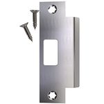 NYCO - Universal Door Strike Plate 4 7/8" x 3 3/8" x 1 1/4" - Deadbolt Strike Plate Door Backplate - Round Extended Corner -Steel with Black Finish - Strike Plates (Satin Chrome US26D)