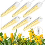 JESLED Grow Light 4FT, T8(40W×6Pack 1200W Equivalent) Grow Lights for Indoor Plants Full Spectrum, Linkable,Grow Lights for Indoor Plant Nurseries, Vegetables and Flowers, Yellow Light Source