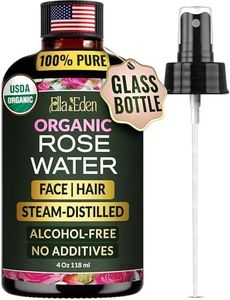 Ella & Eden Organic Rose water Spray for Face, Hair 4 Fl Oz | USDA Certified 100% Pure Steam Distilled Hexane-Free | Hydrating, Refreshing Facial Mist for All Skin Types