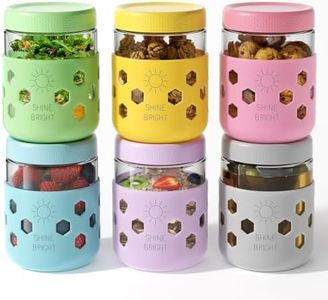 6 Pack Glass Overnight Oats Containers with Lids, 16 oz Mason Jars with Silicone Sleeves, Airtight Leak-Proof Meal Prep Jars for Chia Pudding, Oatmeal, Yogurt, Snacks, Smoothies, Salads