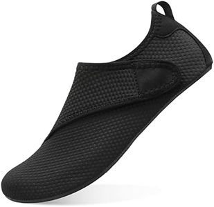 BARERUN Adult Water Shoes Anti-Slip Aqua Pool Socks for Beach Hiking Surf Yoga for Men Women Black Size 8-9 Men