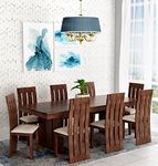 Eagle Furniture Solid Sheesham Wood Dining Table 8 Seater | Eight Seater Dinning Table with 8 Cushioned Chairs for Home | Wooden Kitchen Dinner Table 8 Seater | Rosewood, Natural Brown