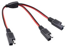 AAOTOKK SAE Y Splitter Adapter Cable SAE 1 to 2 SAE DC Power Automotive Extension Cable 2 Pin Quick Connect Disconnect Plug SAE Connector 18AwG Wire for Solar Panel Charging(30cm-Red Black)