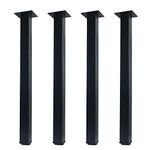 QLLY 24 inch Adjustable Metal Desk Legs, Square Office Table Furniture Leg, Set of 4 (Black)