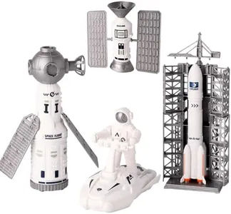 Wbzle Space Explorer Toy | Kit, Space Toys Set with Astronaut Figure, Double Satellite, Pointy Rockets and Launch Towers, Space Scooter, Astronaut Exploration Gift | for Exploring Boys and Girls |