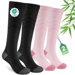 SukModen Compression Socks for Women & Men, 2 Pairs Bamboo Viscose 15–20mmHg, Knee High Cushioned Flight & Travel Support Socks for Work, Pregnancy, Nursing, Flying, Sports, Long Standing