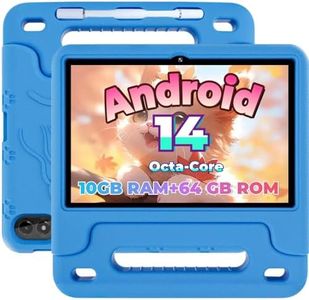 JIKOCXN Kids Tablet, Android 14 Tablet for Kids 10 inch, Toddler Tablets Octa-Core 64GB 1TB TF Card Expandable, WiFi Parental Control, Dual Camera, Children's with Case
