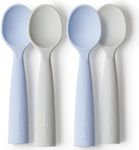 Miniware Silicone Baby Spoon for Training - BPA Free Baby Utensils - Baby Spoons Self Feeding 6 Months | 100% Food Grade Silicone - Modern & Dishwasher Safe Toddler Spoons (Grey and Lavender, 2 Pack)