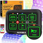 Auxbeam RGB 6 Gang Switch Panel AR-600 Automatic Dimmable Bluetooth Large Button Switch Panel w/Toggle Momentary Pulsed Switch Pod Waterproof 12-24V Switch Panel for UTV Boat Truck 2 Year Warranty