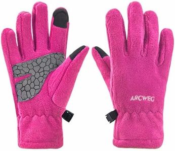 Arcweg Thermal Gloves Polar Fleece Kids for Boys Girls Touch Screen Lightweight Winter Anti-slip Warm Childrens Gloves Outdoor Insulated Rose Red L,XL