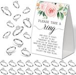 Bridal Shower Games Put A Ring on It,Bridal Shower Decorations,Wedding Game Card With Boho Flower,Engagement Party Games,Bridal Shower Favors,Plastic Rings for Bridal Shower Game(6)