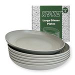 KYKO 9” Dinner Plates Set of 6 Reusable Food Grade Plastic Lightweight Unbreakable Tableware Microwave, Dishwasher Safe Pasta Dessert Salad Plate for Kids, Children, Adult, Picnic BBQ Party Set Large