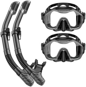 Snorkeling Gear for Adults Kids, Kwambiri Dry-Top Snorkel Set, 180°Panoramic Wide View Diving Mask Breathing Freely Snorkel Mask for Snorkeling Scuba Diving Swimming Travel