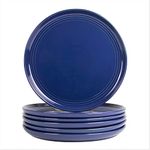 10 Strawberry Street Double Line 10.5" Dinner Plate, Set of 6, Cobalt Blue