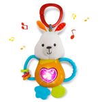 KiddoLab Musical Bouncy Bunny Light-Up Toy with Teething Rings for Toddlers - Sensory Chew and Fine Motor Skills Toy for Newborn - Baby Rattle and Teething Toys for 3+ Months Babies