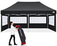 ABCCANOPY Pop Up Gazebo Canopy Commercial Tents Market stall with 4 Removable Sidewalls and Roller Bag Bonus 4 Weight Bags. (3x6M, Black)
